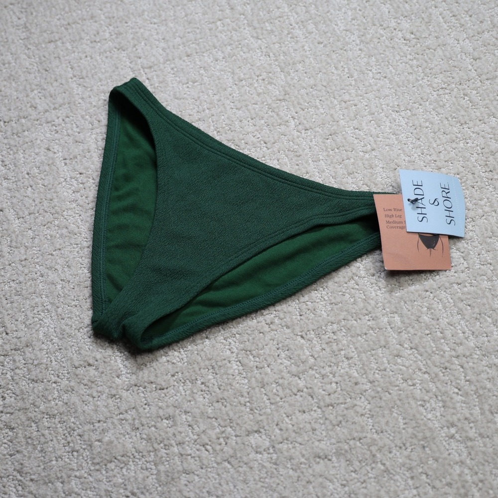 Shade & Shore Womens Green Textured High Leg Bikini Bottom XS 238 25 4422
